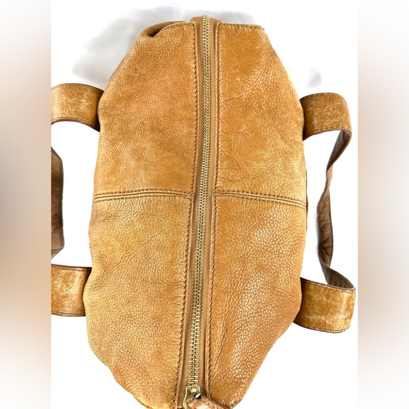 Michael Kors Caramel Brown Textured Leather Medium Shoulder Bag Satchel Buckle - Picture 8 of 13